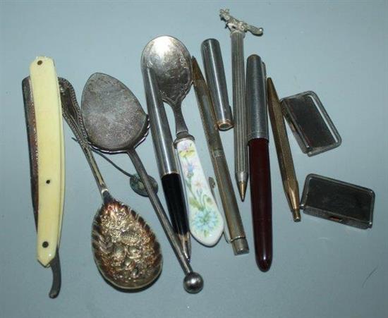 Two 9ct gold pens and other pens
